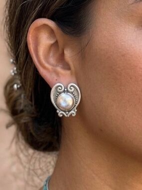 Margot de Taxco vintage Taxco Mexico sterling silver earrings